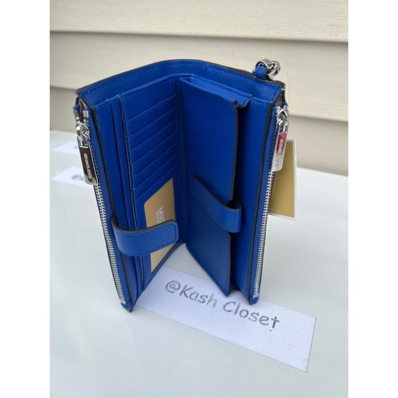 Michael Kors MK Double Zip Wristlet Wallet - Pale Ocean Multi - Picture 4 of 9